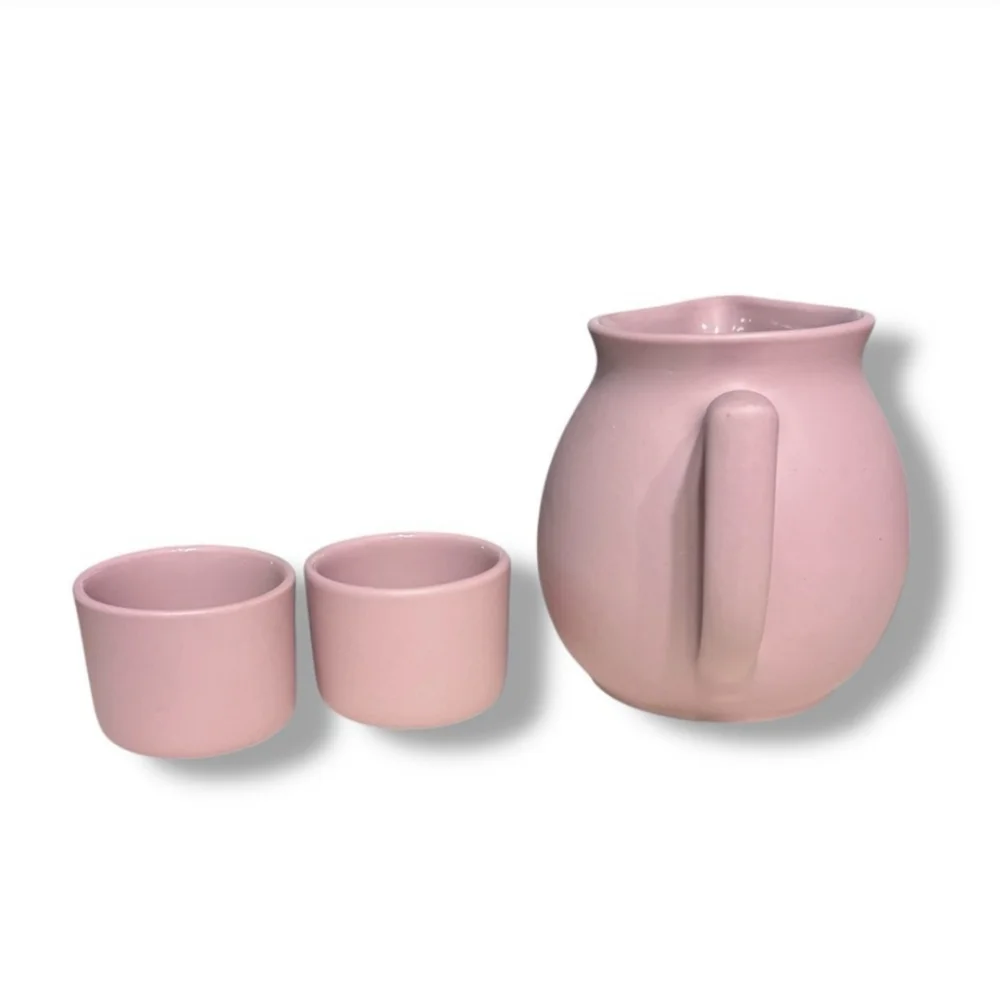 PIGEON FORGE POTTERY Pink Pitcher & Cup Set VINTAGE